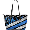 Blue Lives Matter Leather Tote Bag