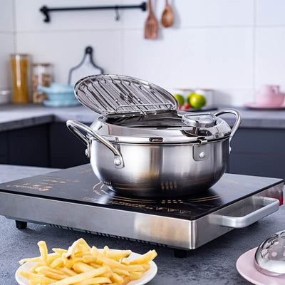 Stainless steel deep frying pot