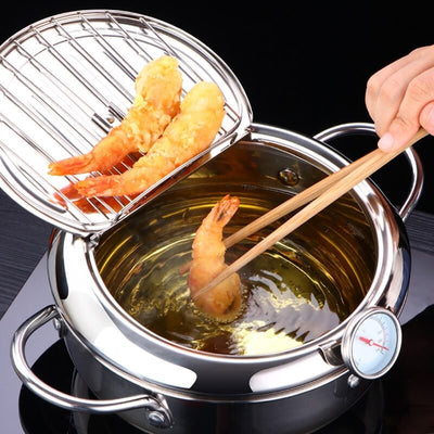 Stainless steel deep frying pot