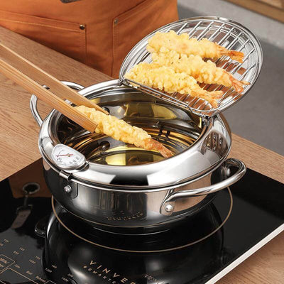 Stainless steel deep frying pot