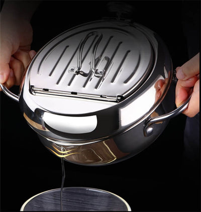 Stainless steel deep frying pot