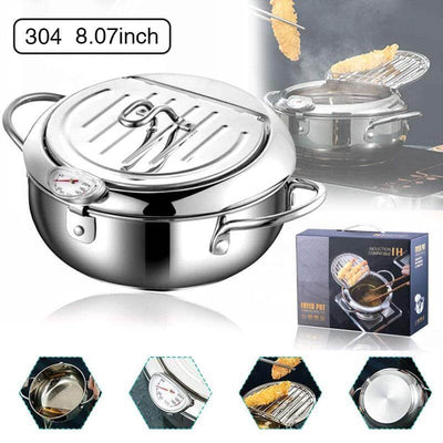 Stainless steel deep frying pot