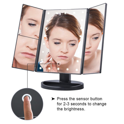 FOLDABLE TRIPLE PANEL LED VANITY MIRROR