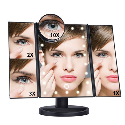 FOLDABLE TRIPLE PANEL LED VANITY MIRROR