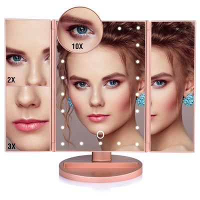 FOLDABLE TRIPLE PANEL LED VANITY MIRROR