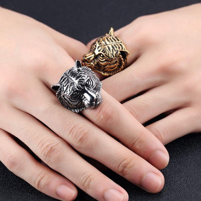 Vintage look Tiger Head Ring